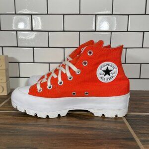 Converse Chuck Taylor All Star Lugged Hi Shoes Womens 8 Orange Platform Sneakers